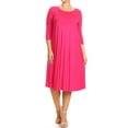 thumbnail image 1 of MOA Collection Plus Size Women's 3/4 Sleeves solid dress, 1 of 4