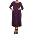 thumbnail image 1 of MOA Collection Plus Size Women's 3/4 Sleeves solid dress, 1 of 4