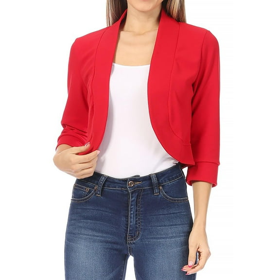 Women's Casual 3/4 Sleeve Bolero Open Front Cardigan Jacket