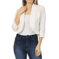 thumbnail image 1 of Women's Casual 3/4 Sleeve Bolero Open Front Cardigan Jacket, 1 of 6