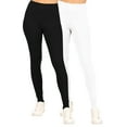 thumbnail image 1 of Moa Collection Women's Casual High Waist Solid Full Length Leggings (Pack of 2), 1 of 5