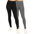 thumbnail image 1 of Moa Collection Women's Casual High Waist Solid Full Length Leggings (Pack of 2), 1 of 5