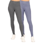 Moa Collection Women's Casual High Waist Solid Full Length Leggings (Pack of 2)