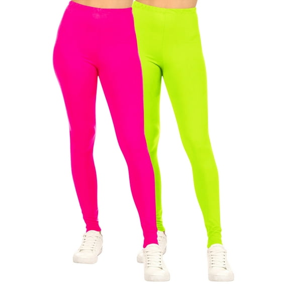 Moa Collection Women's Casual High Waist Solid Full Length Leggings (Pack of 2)