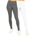 thumbnail image 1 of Moa Collection Women's Casual High Waist Solid Full Length Leggings (Pack of 2), 1 of 5
