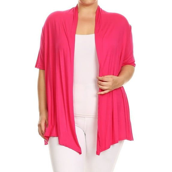 Women's Plus size Casual Open Front Short Sleeve Cardigan