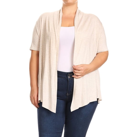 MOA Collection Women's Casual Open Front Short Sleeve Cardigan Made in USA