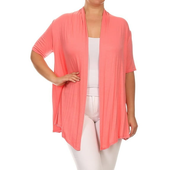 Women's Plus size Casual Open Front Short Sleeve Cardigan