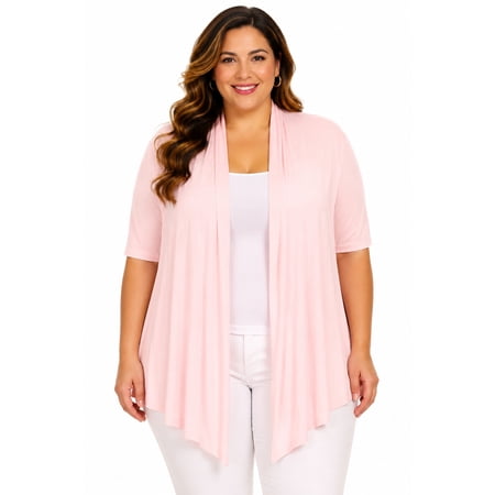 Women's Casual Open Front Short Sleeve Cardigan Lightweight Solid Layering Top