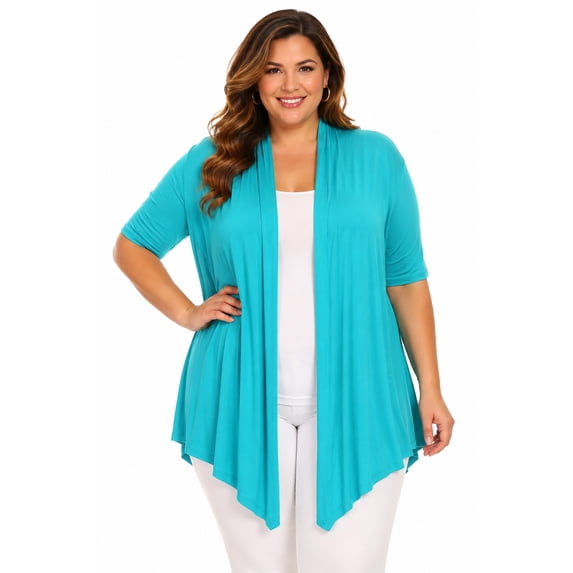 Women's Casual Open Front Short Sleeve Cardigan Lightweight Solid Layering Top
