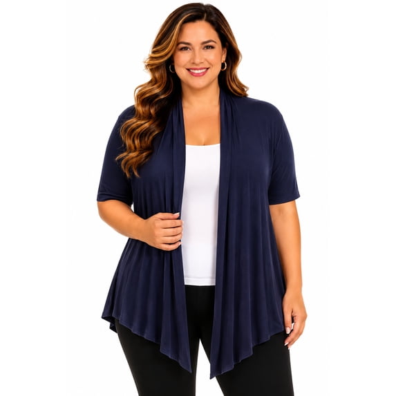 Women's Casual Open Front Short Sleeve Cardigan Lightweight Solid Layering Top