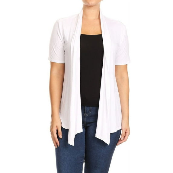 MOA Collection Women's Casual Open Front Short Sleeve Cardigan Made in USA