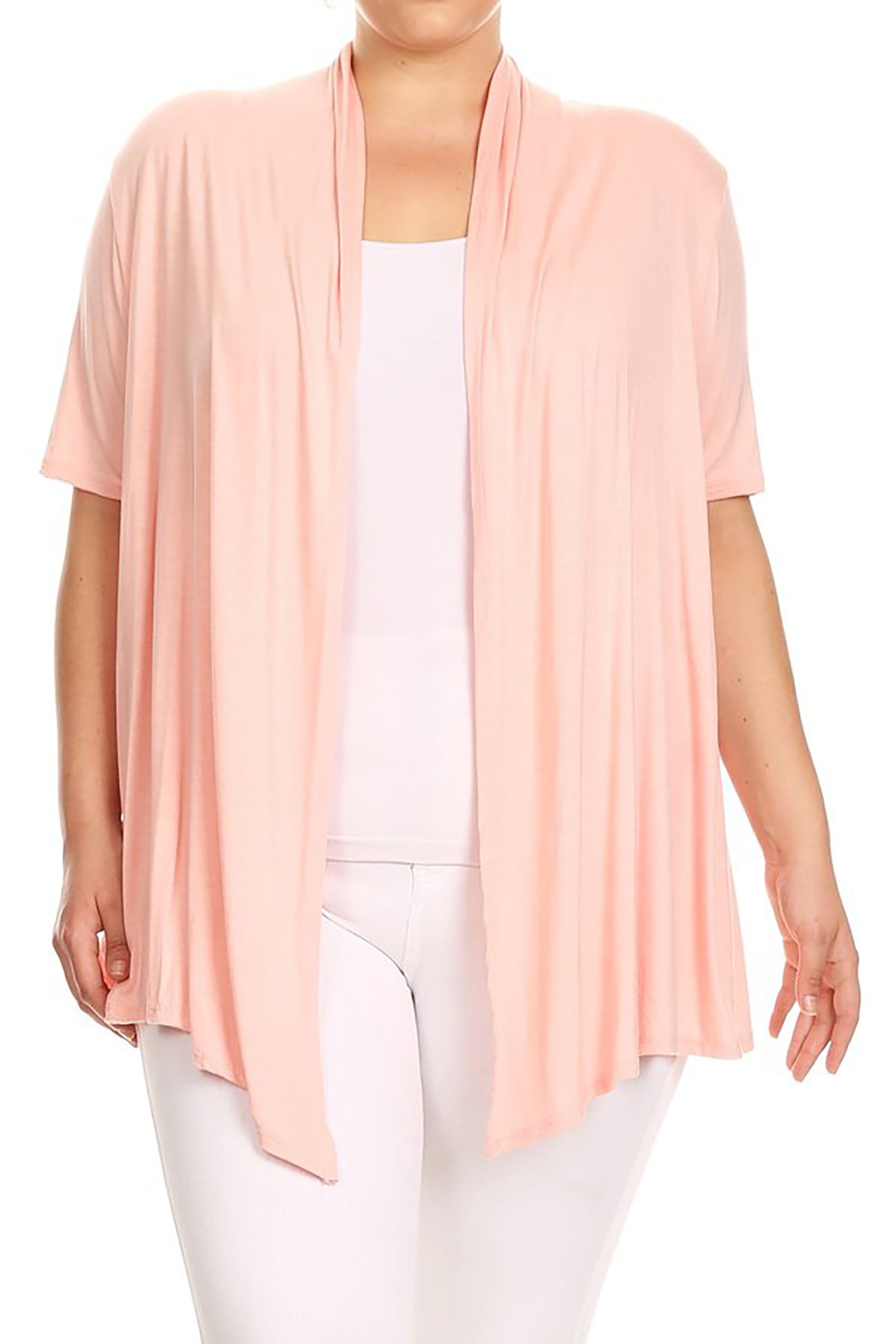Women's Plus size Casual Open Front Short Sleeve Cardigan
