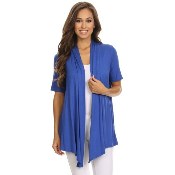 Moa Collection Women's Solid Short Sleeve Cardigan Casual Lightweight Open Design
