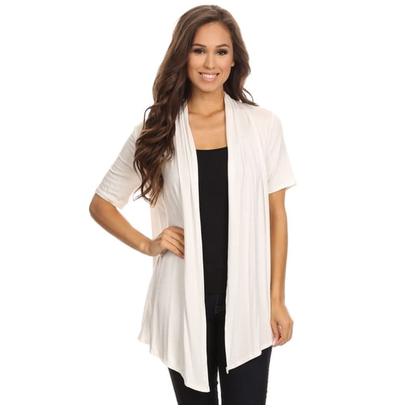 Moa Collection Women's Solid Short Sleeve Cardigan Casual Lightweight Open Design