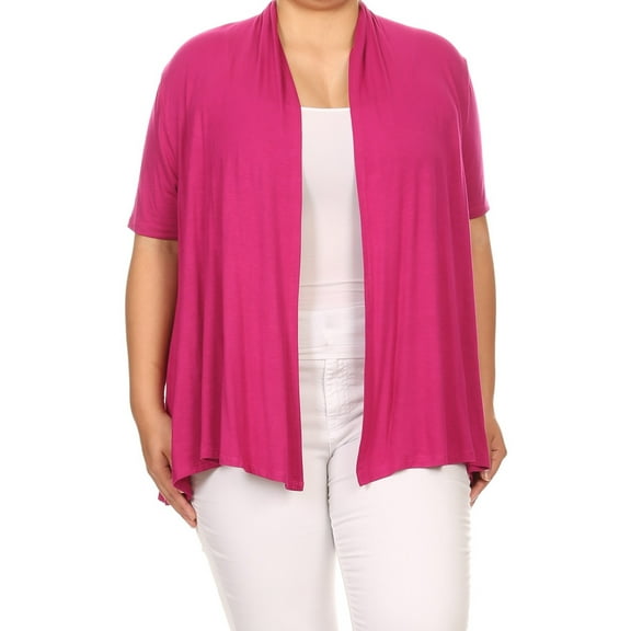MOA Collection Women's Casual Open Front Short Sleeve Cardigan