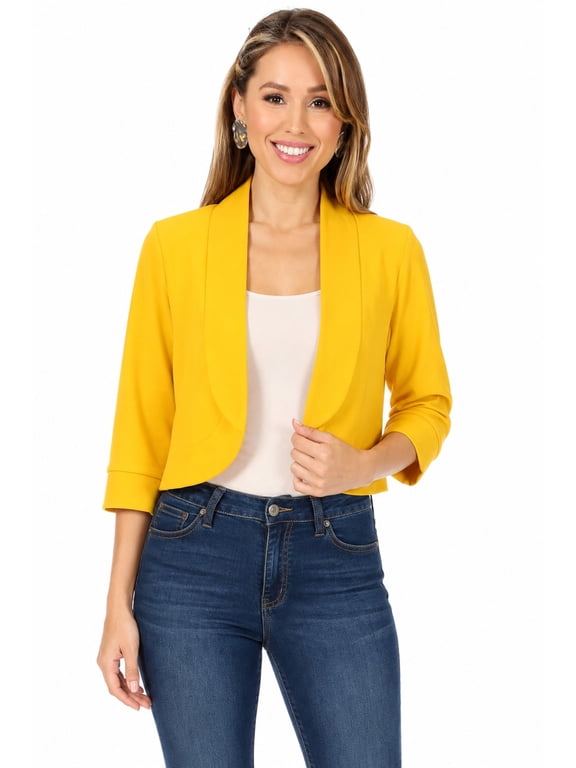 Women's Classic 3/4 Sleeve Open Front Bolero Blazer Cardigan for Work and Beyond