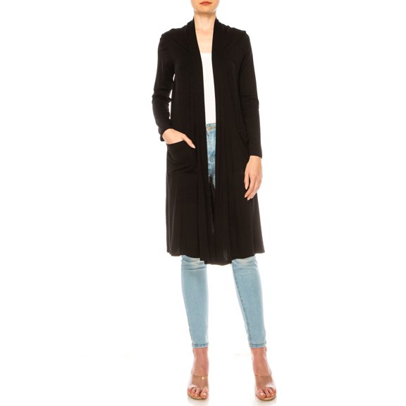 Women's Comfortable Relaxed Fit Long Cardigan, Open Front Everyday Layering Sweater