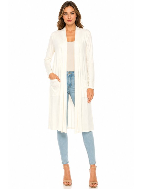 Women's Comfortable Relaxed Fit Long Cardigan, Open Front Everyday Layering Sweater