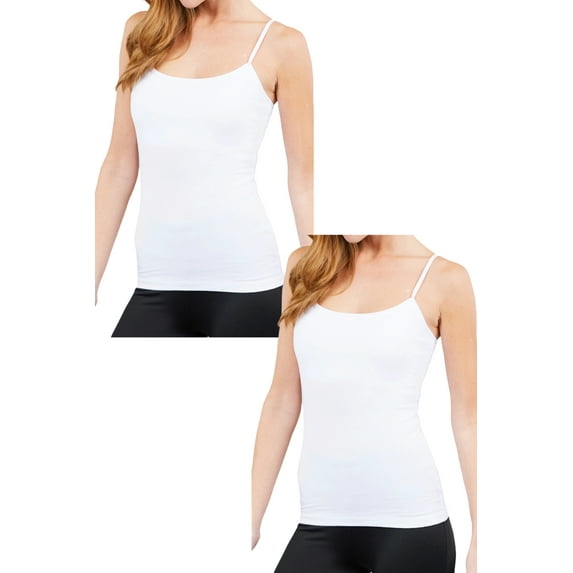 Women's Cropped Cami Tank with Adjustable Spaghetti Straps 2-Pack