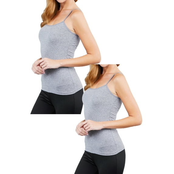 Women's Cropped Cami Tank with Adjustable Spaghetti Straps 2-Pack
