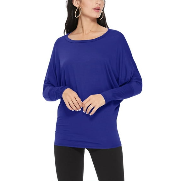 MOA Collection Women's Essential Dolman Sleeve Boat Neck Top (S-3XL)