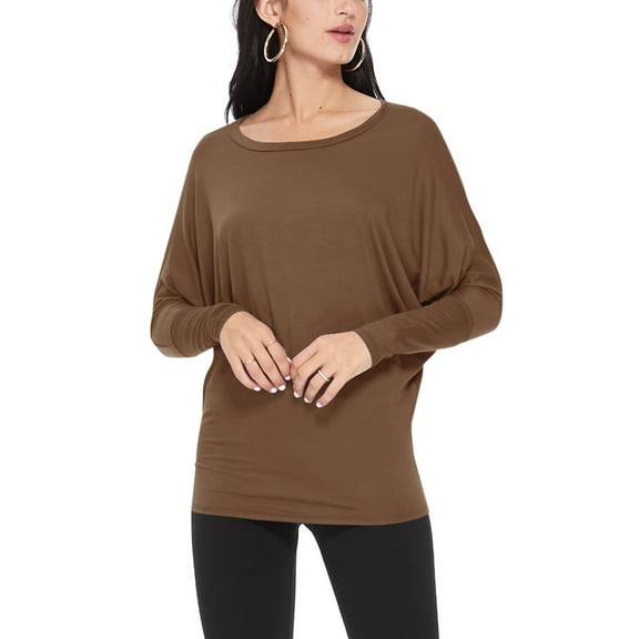 MOA Collection Women's Essential Dolman Sleeve Boat Neck Top (S-3XL)
