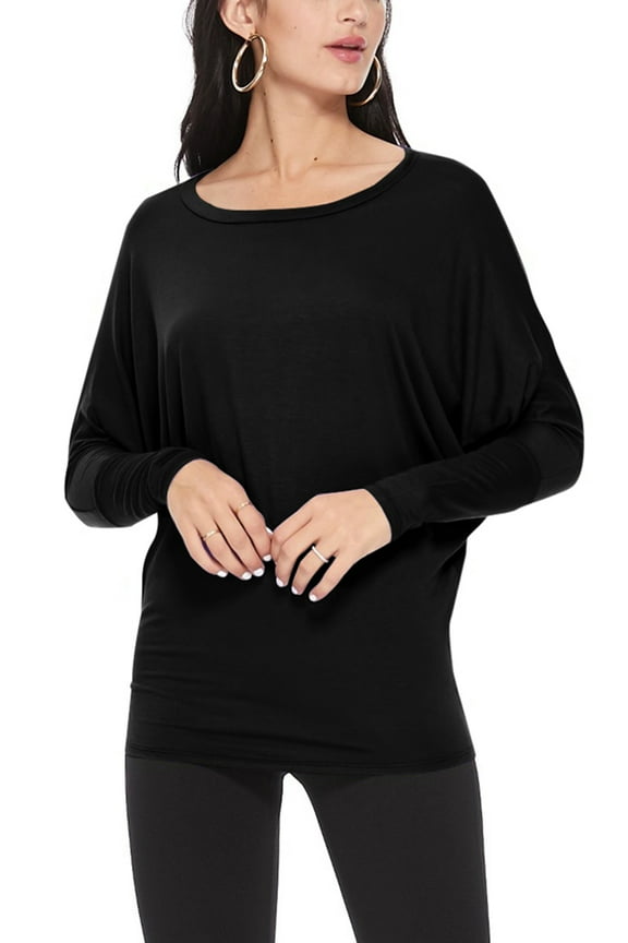 MOA Collection Women's Essential Dolman Sleeve Boat Neck Top (S-3XL)