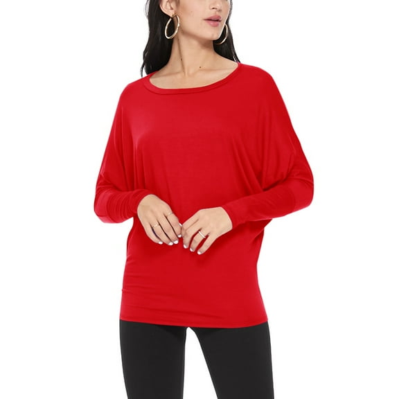 MOA Collection Women's Essential Dolman Sleeve Boat Neck Top (S-3XL)