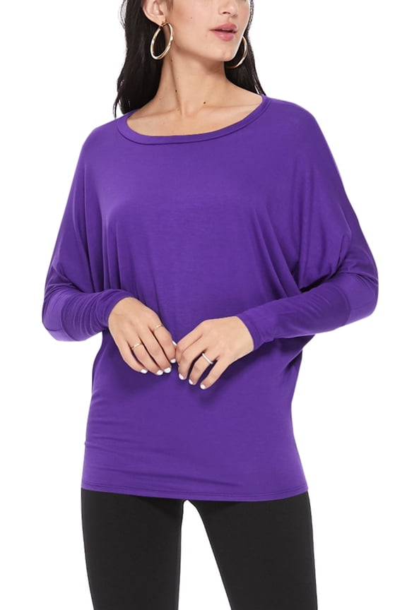 MOA Collection Women's Essential Dolman Sleeve Boat Neck Top (S-3XL)