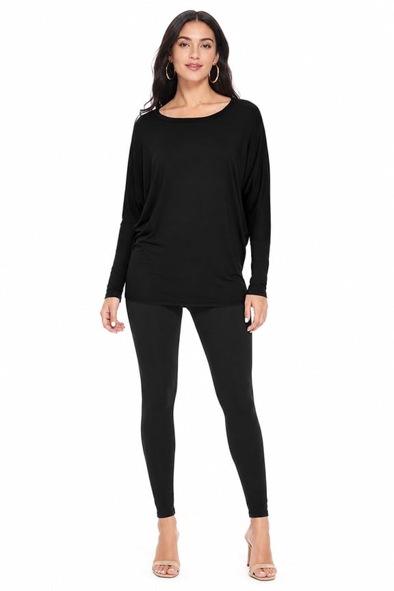 Women's Essential Dolman Sleeve Boat Neck Top (S-3XL)