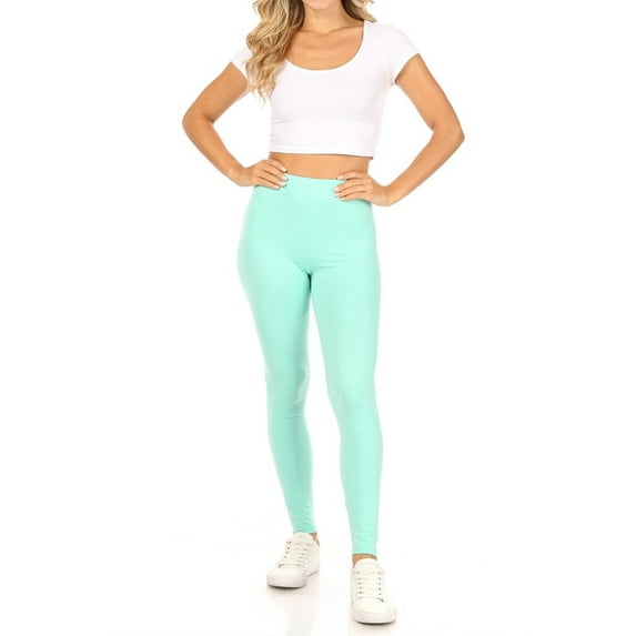 MOA Collection Women's Essential Full Length Leggings - Solid Color with Elastic Waistband