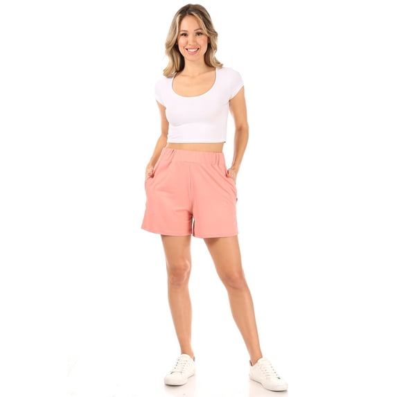 MOA Collection Women's Essential High Waist Solid Pull-On Shorts for Casual Wear