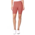thumbnail image 1 of Women's High Waist Cotton Stretch Solid Casual Active Biker Short Pants, 1 of 5