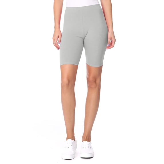 Women's High Waist Cotton Stretch Solid Casual Active Biker Short Pants