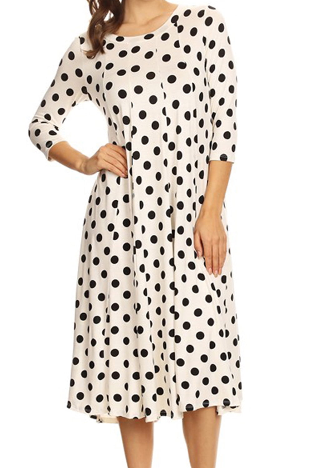 Amy's Cart Polka Dot Drawstring Surplice Neck A-line Dress