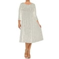 thumbnail image 1 of MOA Collection Women's Plus Size A-line Round Neck 3/4 Sleeves Polka Dot Dress, 1 of 4