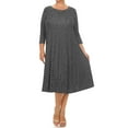 thumbnail image 1 of MOA Collection Women's Plus Size A-line Round Neck 3/4 Sleeves Polka Dot Dress, 1 of 4