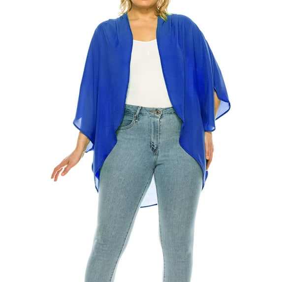 MOA Collection Women's Plus Size Casual Cardigan Loose Fit Soft Draped Kimono Sleeve