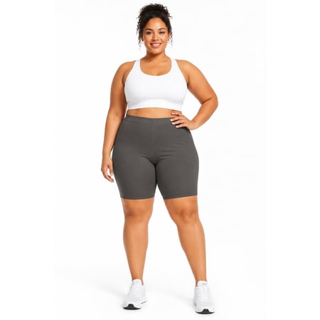Women's Plus Size Casual Comfy Workout Yoga Basic Solid Biker Shorts Pants