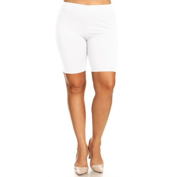 MOA Collection Women's Plus Size Casual Comfy Workout Yoga Basic Solid Biker Shorts Pants