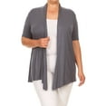 thumbnail image 1 of Moa Collection Women's Plus Size Open Front Cardigan – Casual Short Sleeve Design, 1 of 6