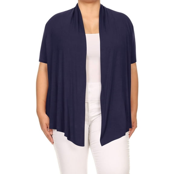 Moa Collection Women's Plus Size Open Front Cardigan – Casual Short Sleeve Design