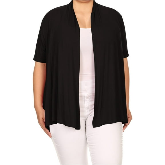 Moa Collection Women's Plus Size Open Front Cardigan – Casual Short Sleeve Design