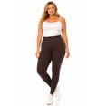 thumbnail image 1 of Women's Plus Size Microfiber Full Length Solid Leggings, Soft Stretch High Waist Pants, 1 of 5