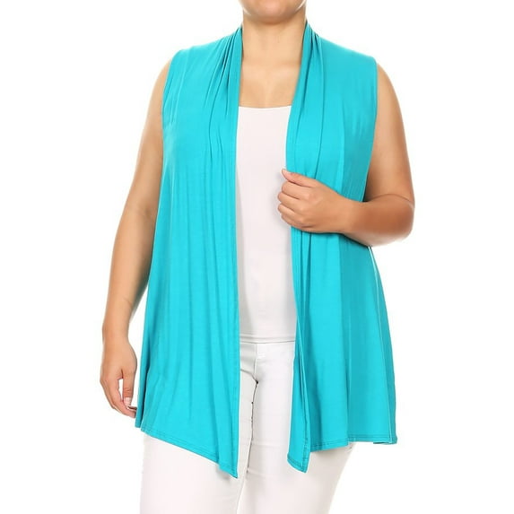 Women's Plus Size Open Front Relexed Fit CasualSleeveless Vest Cardigan