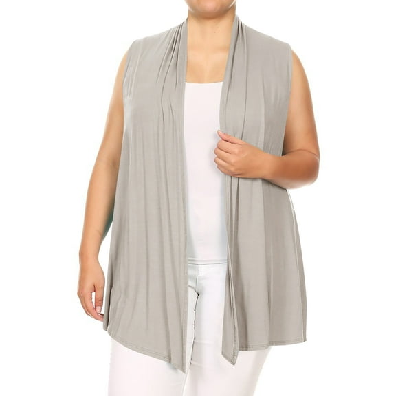 Women's Plus Size Open Front Relexed Fit CasualSleeveless Vest Cardigan