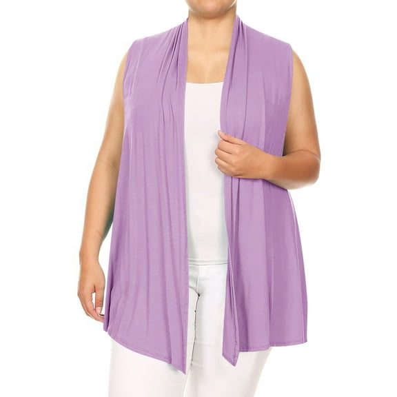 Women's Plus Size Open Front Relexed Fit CasualSleeveless Vest Cardigan