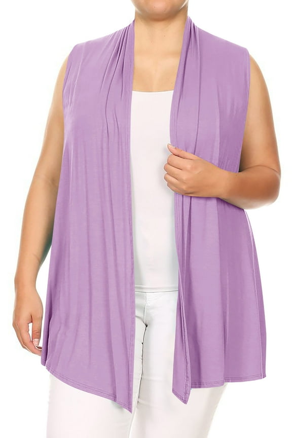 Women's Plus Size Open Front Relexed Fit CasualSleeveless Vest Cardigan
