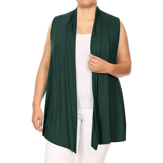 Women's Plus Size Open Front Relexed Fit CasualSleeveless Vest Cardigan